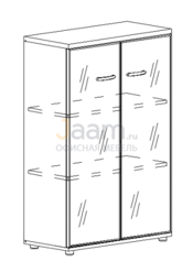 Мебель для персонала Шкаф средний со стеклом в алюминиевой рамке 9367 БП