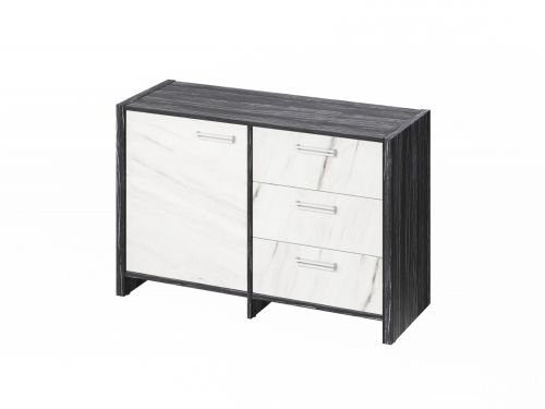 Тумба для документов Festus FI-12-01.G 1222x460x806 (Древесина Графит/Мрамор Леванто белый)