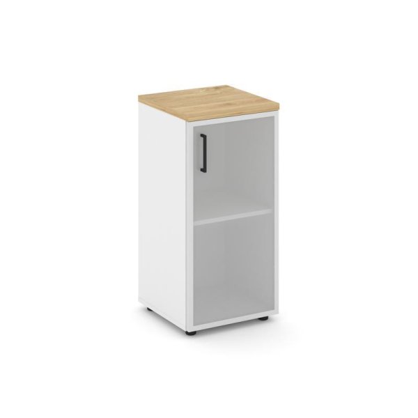 Шкаф низкий узкий SN.STU.E-303(R) (400х400х833) (Белый/Тиквуд Светлый/Сатин)