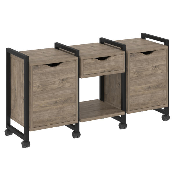 Тумба на колесных опорах наборная VR.L-TN-7.K 1440x460x767 (Тиквуд Темный/Черный металл)