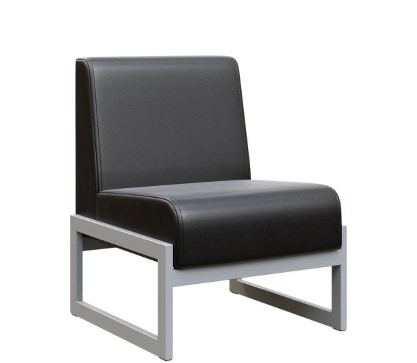 Диван одноместный MD.D1  (655х700х700) (Oregon Черный арт.16/Серый металл)
