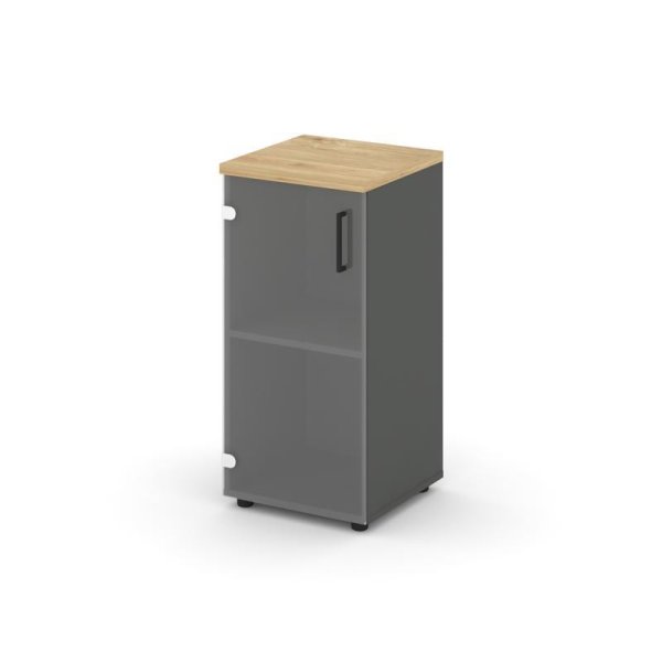 Шкаф низкий узкий SN.STU.E-302(L) (400х400х833) (Антрацит/Тиквуд Светлый/Прозрачный)