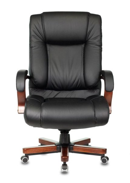 Кресло руководителя T-9925WALNUT черный кожа/кожзам крестов. металл/дерево