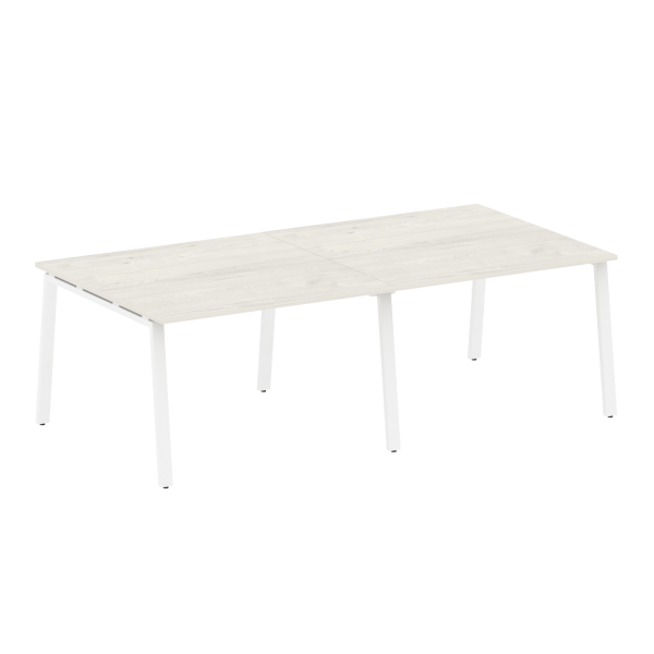 Стол для переговоров (2 столешницы) на А-образном м/к Metal System Style БА.ПРГ-2.2 2400x1235x750 (Дуб наварра/Белый металл)