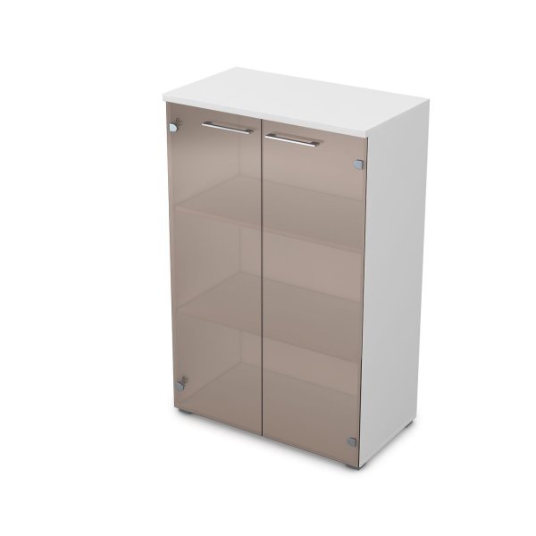 Шкаф средний со стеклом Gloss line 9НШ.017.3 800x450x1245 (Белый премиум)