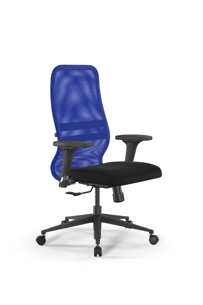 Кресло для руководителя Метта SynchroSit 8 B2-8D - X1+UMF(X1) /Uh00/Wh00/D02P(M20.B11.G19.W02) (Синий | Черный)