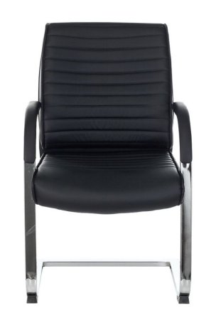 Кресло T-8010N-LOW-V черный Leather Black эко.кожа низк.спин. полозья металл хром (Черный)