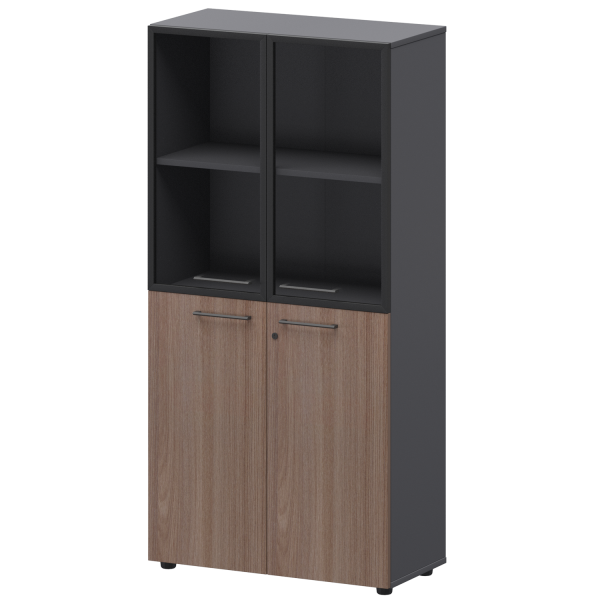 Шкаф высокий комб. Кортез СМШ48.28F.28RS 792x380x1595 (Темный шимо/Графит)