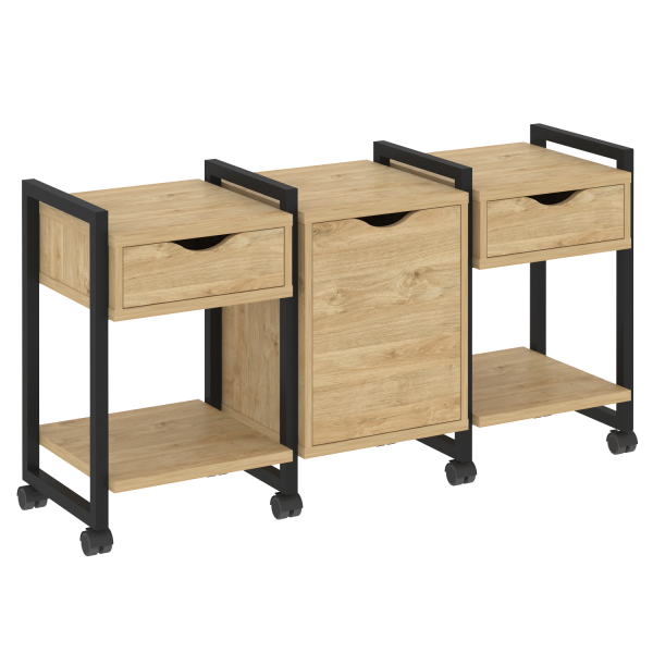 Тумба на колесных опорах наборная VR.L-TN-6.K 1440x460x767 (Тиквуд Светлый/Черный металл)