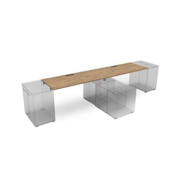 СЛДТ.984 Стол системы БЕНЧ линейный на 2 места, крепление к тумбам (3200x800x750) (TeakwoodСерый)