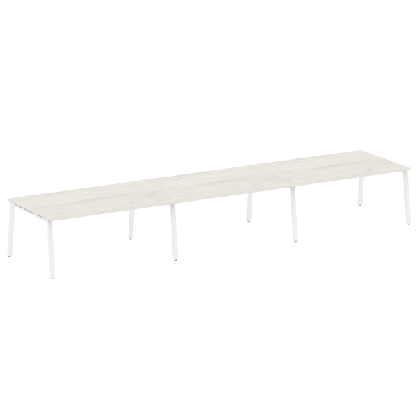 Стол для переговоров (3 столешницы) на А-образном м/к Metal System Style БА.ПРГ-3.5 5400x1235x750 (Дуб наварра/Белый металл)