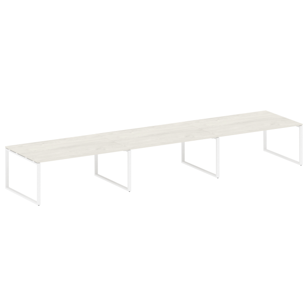 Переговорный стол 3 столешницы Metal System Style БО.ПРГ-3.5 5400x1235x750 (Дуб Наварра/Белый металл)