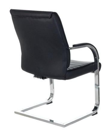 Кресло T-8010N-LOW-V черный Leather Black эко.кожа низк.спин. полозья металл хром (Черный)