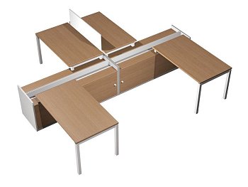 Рабочая станция (4x160) на 2-x опорных тумбах-купе с ProSystem Profiquadro КВ 0175 БВ 3590x3600x750