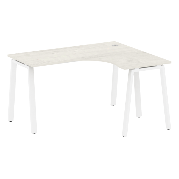 Стол криволинейный правый Metal System Style БА.СА-3 Пр 1400x1200x750 (Дуб Наварра/Белый металл)