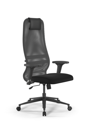 Кресло для руководителя Метта Sit 8 B1-8D - X1+UMF(X1) /Uh00/Wh00/D02P(M09.B11.G19.W02) (Светло-серый | Черный)