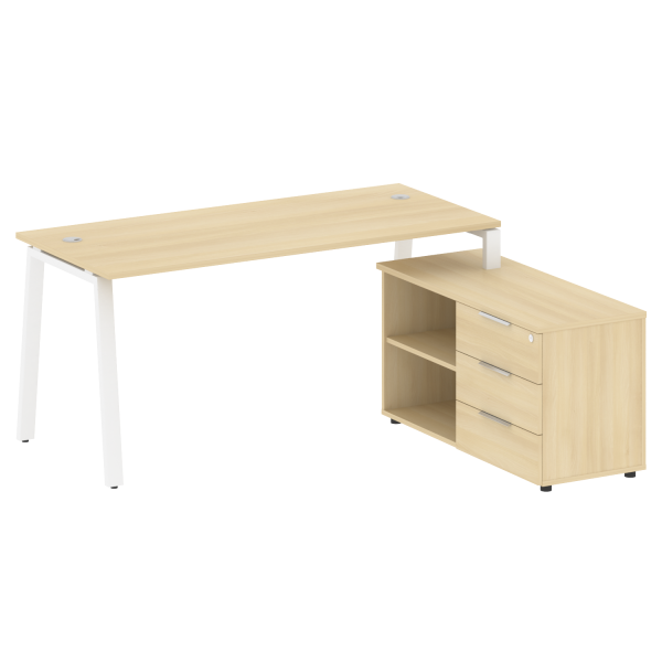 Рабочая станция с тумбой на А-образном м/к Metal System Style БА.РС-СТС-2.4 (R) 1700x1520x750