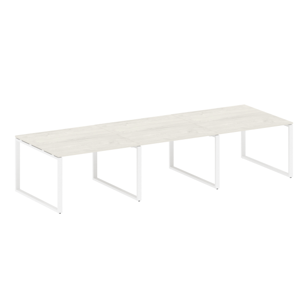 Переговорный стол 3 столешницы Metal System Style БО.ПРГ-3.2 3600x1235x750 (Дуб Наварра/Белый металл)