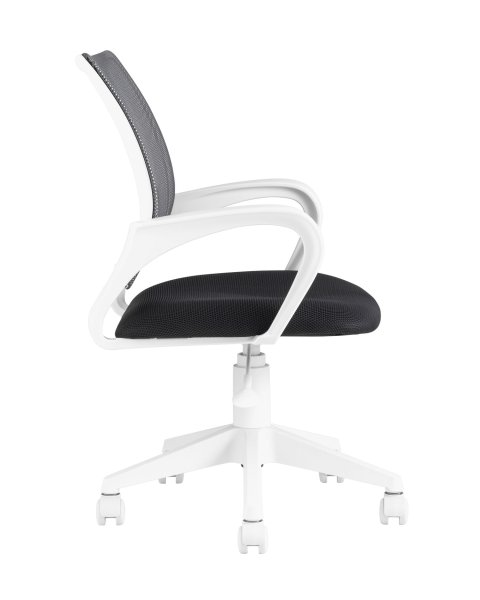 Кресло офисное TopChairs ST-BASIC-W серый крестовина пластик белый (Компьютерное кресло ST-BASIC-W серый)