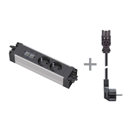 STEP 2x220V+2xRJ45+кабель (ЧЕРНЫЙ-АЛЮМ)
