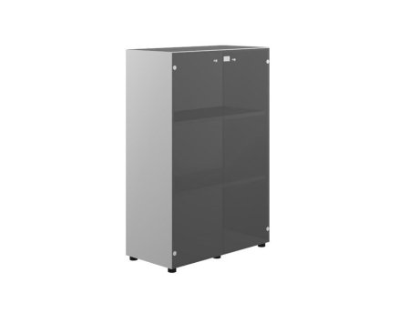 Шкаф средний, стекло темно-серое без рамы Z2 COEV86M 860x450x1310 (Орех каналетто)
