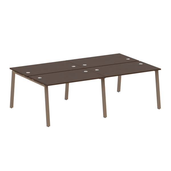 Рабочая станция на 4 рабочих места на А-образном м/к Metal System Style БА.СМ-4.2 2400x1475x750 (Венге Цаво/Мокко металл)
