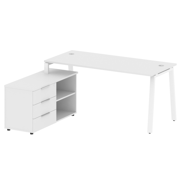 Рабочая станция с тумбой на А-образном м/к Metal System Style БА.РС-СТС-2.4 (L) 1700x1520x750