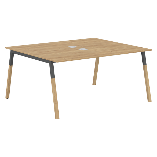Двухместная рабочая станция Forta FWST 1513 1580x733x1370 (Дуб Гамильтон/Черный графит)