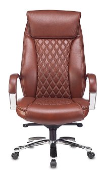 Кресло руководителя T-9924SL светло-коричневый Leather EiCHel кожа крестов. металл хром