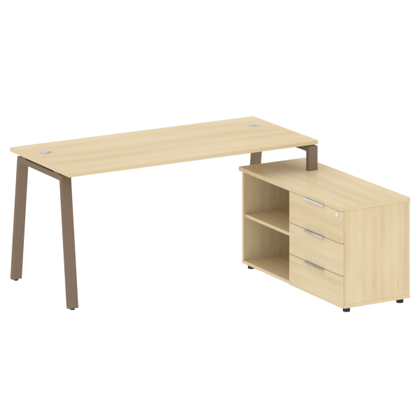 Рабочая станция с тумбой на А-образном м/к Metal System Style БА.РС-СТС-2.4 (R) 1700x1520x750