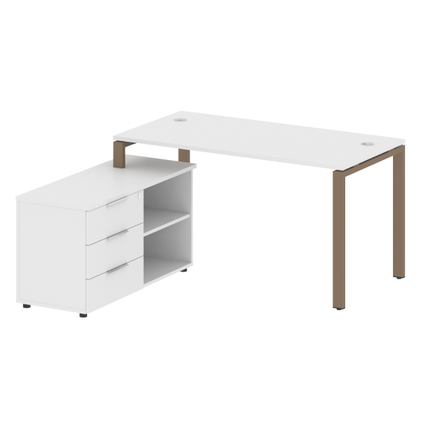 Рабочая станция с опорной тумбой левая Metal System Style БП.РС-СТС-2.3 Л 1500x1520x750