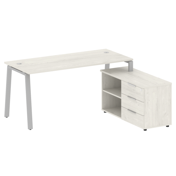 Рабочая станция с тумбой на А-образном м/к Metal System Style БА.РС-СТС-2.4 (R) 1700x1520x750 (Дуб наварра/Серый металл)
