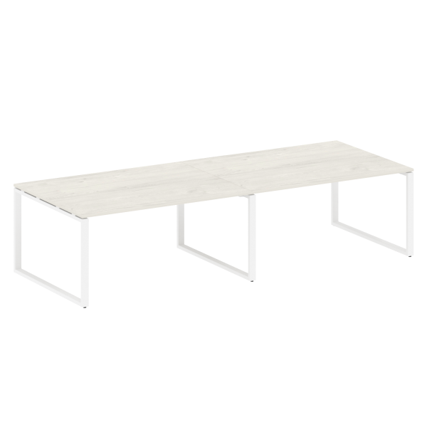 Переговорный стол 2 столешницы Metal System Style БО.ПРГ-2.4 3200x1235x750 (Дуб Наварра/Белый металл)