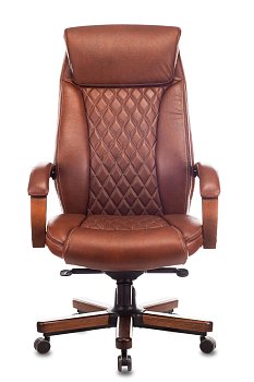 Кресло руководителя T-9924WALNUT светло-коричневый Leather EiCHel кожа крестов. металл/дерево