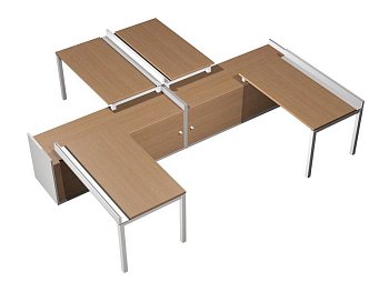 Рабочая станция (4x160) с ProSystem на 2-x опорных тумбах-купе Profiquadro КВ 0184 БВ 3590x3600x750
